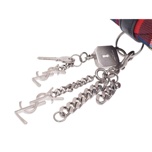 Saint Laurent Punk Check Shoulder Tartan Bag Baby Chain Red - Picture 7 of 12